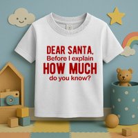 Dear Santa Before I Explain How Much Do You Know Funny Christmas Toddler T-Shirt