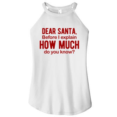 Dear Santa Before I Explain How Much Do You Know Funny Christmas Women's Perfect Tri Rocker Tank