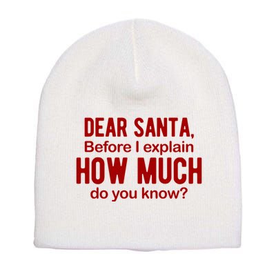 Dear Santa Before I Explain How Much Do You Know Funny Christmas Short Acrylic Beanie