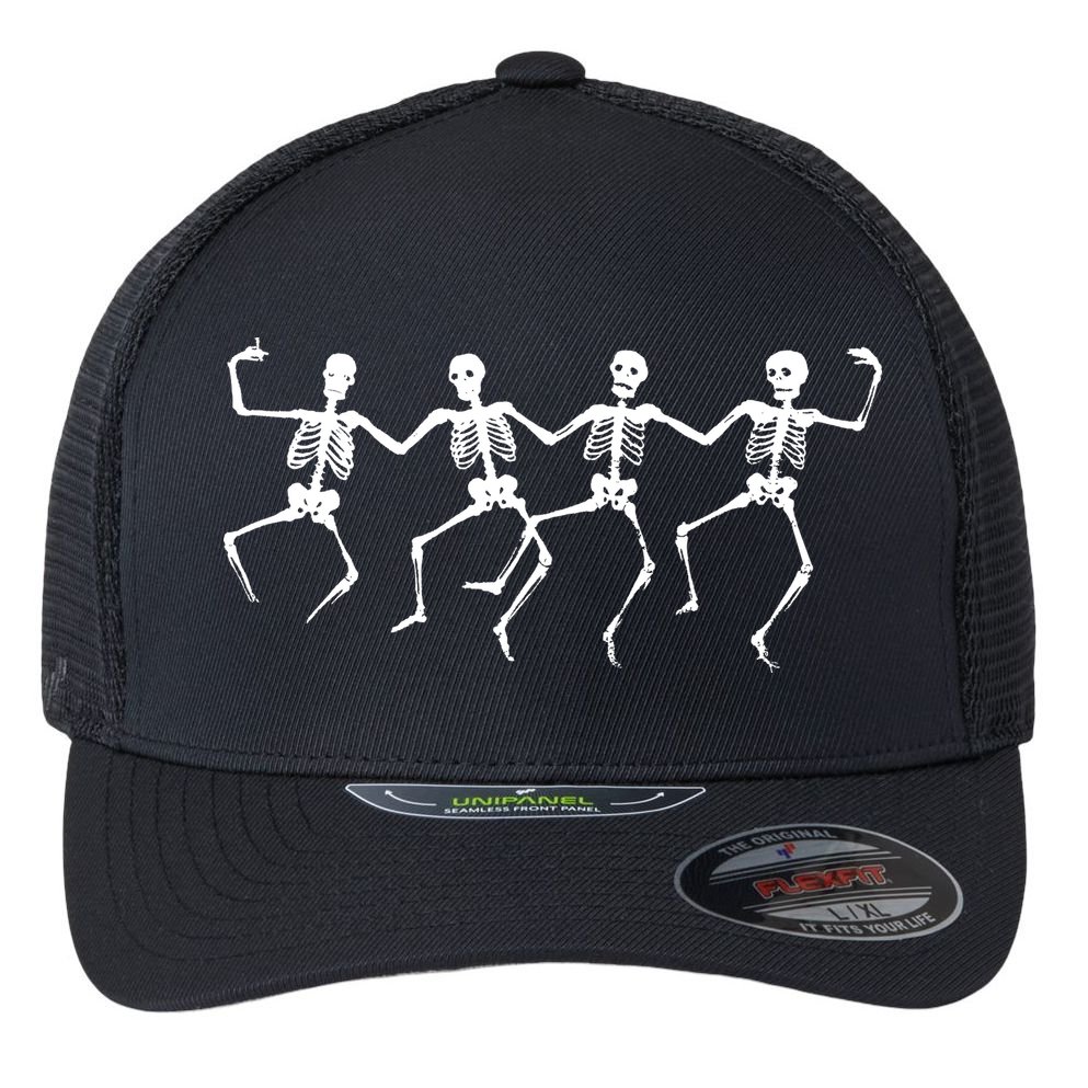 Dancing Skeletons Bones Flexfit Unipanel Trucker Cap