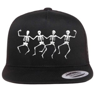 Dancing Skeletons Bones Flat Bill Trucker Hat