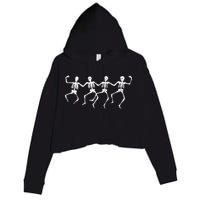 Dancing Skeletons Bones Crop Fleece Hoodie