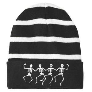 Dancing Skeletons Bones Striped Beanie with Solid Band