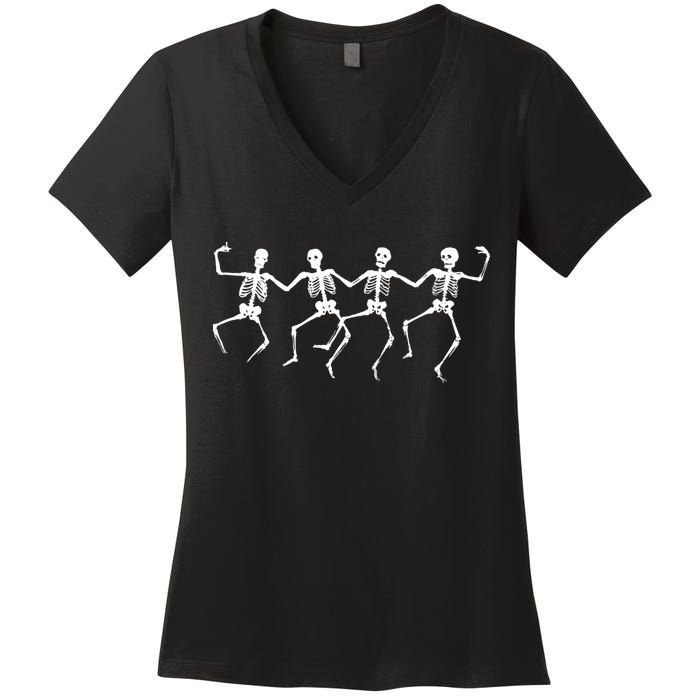 Dancing Skeletons Bones Women's V-Neck T-Shirt