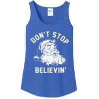 Don’T Stops Believing Funny Santa Xmas Vibe Christmas Gift Ladies Essential Tank