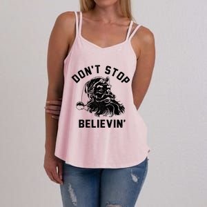 Don’T Stops Believing Funny Santa Xmas Vibe Christmas Gift Women's Strappy Tank