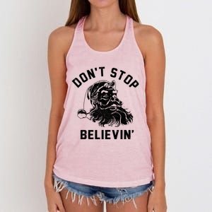 Don’T Stops Believing Funny Santa Xmas Vibe Christmas Gift Women's Knotted Racerback Tank