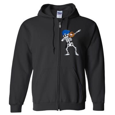 Dabbing Skeleton Baseball Player Halloween Kids Full Zip Hoodie