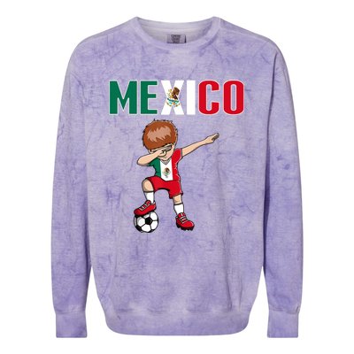 Dabbing Soccer Boy Mexico Soccer Fans Jersey Mexican Flag Colorblast Crewneck Sweatshirt