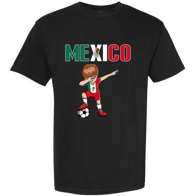 Dabbing Soccer Boy Mexico Soccer Fans Jersey Mexican Flag Garment-Dyed Heavyweight T-Shirt