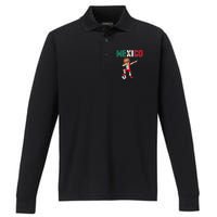 Dabbing Soccer Boy Mexico Soccer Fans Jersey Mexican Flag Performance Long Sleeve Polo