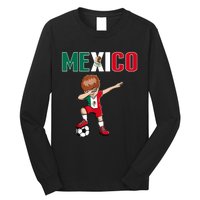 Dabbing Soccer Boy Mexico Soccer Fans Jersey Mexican Flag Long Sleeve Shirt