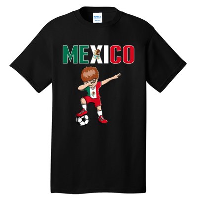 Dabbing Soccer Boy Mexico Soccer Fans Jersey Mexican Flag Tall T-Shirt