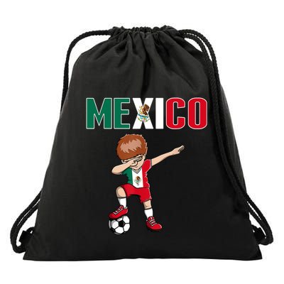 Dabbing Soccer Boy Mexico Soccer Fans Jersey Mexican Flag Drawstring Bag