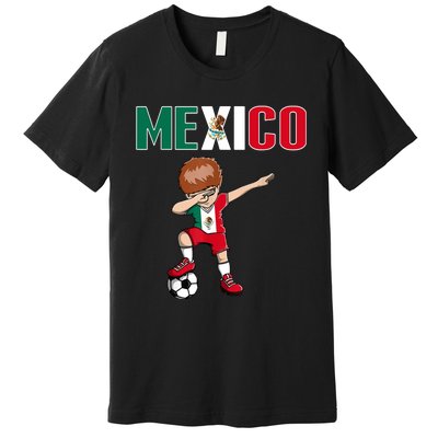 Dabbing Soccer Boy Mexico Soccer Fans Jersey Mexican Flag Premium T-Shirt