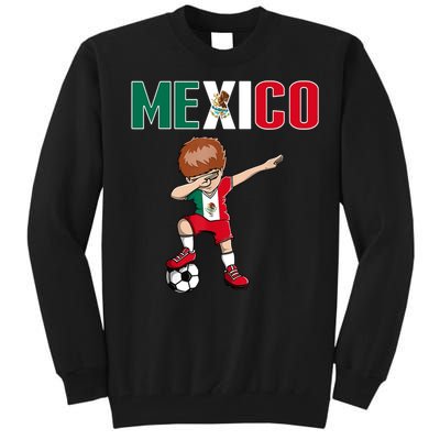 Dabbing Soccer Boy Mexico Soccer Fans Jersey Mexican Flag Tall Sweatshirt