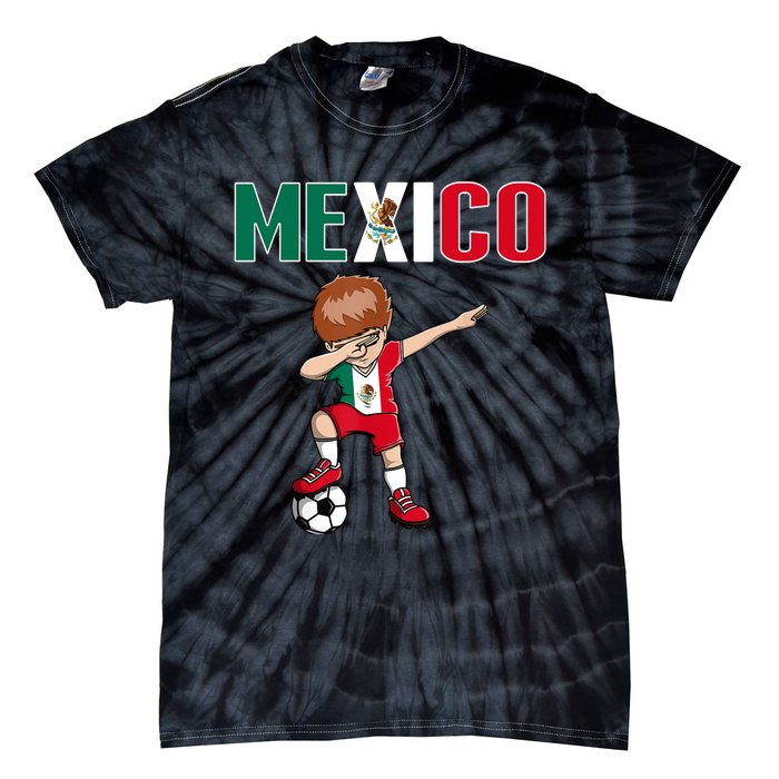 Dabbing Soccer Boy Mexico Soccer Fans Jersey Mexican Flag Tie-Dye T-Shirt