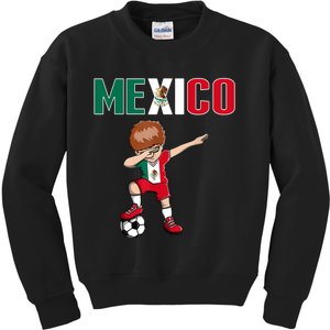 Dabbing Soccer Boy Mexico Soccer Fans Jersey Mexican Flag Kids Sweatshirt