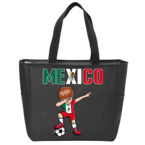 Dabbing Soccer Boy Mexico Soccer Fans Jersey Mexican Flag Zip Tote Bag