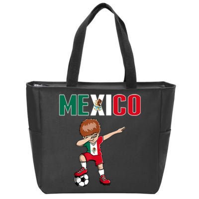 Dabbing Soccer Boy Mexico Soccer Fans Jersey Mexican Flag Zip Tote Bag