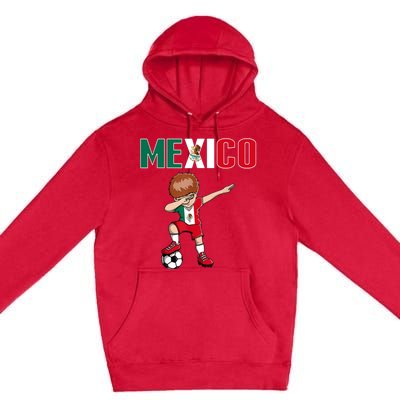 Dabbing Soccer Boy Mexico Soccer Fans Jersey Mexican Flag Premium Pullover Hoodie