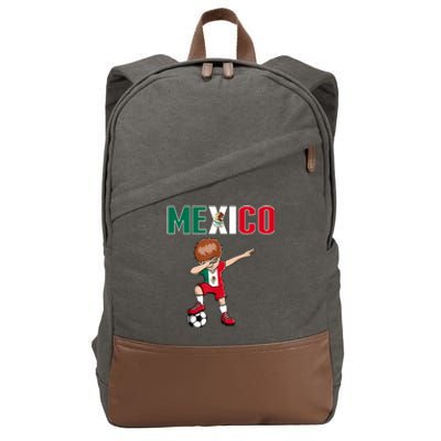 Dabbing Soccer Boy Mexico Soccer Fans Jersey Mexican Flag Cotton Canvas Backpack