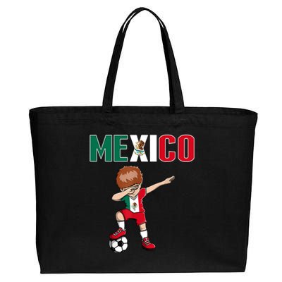 Dabbing Soccer Boy Mexico Soccer Fans Jersey Mexican Flag Cotton Canvas Jumbo Tote