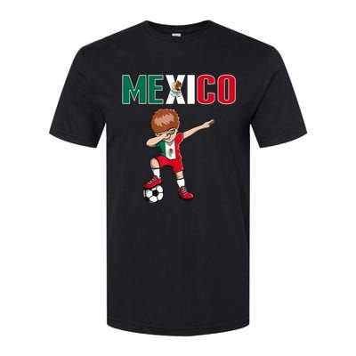 Dabbing Soccer Boy Mexico Soccer Fans Jersey Mexican Flag Softstyle CVC T-Shirt