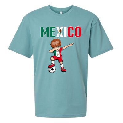 Dabbing Soccer Boy Mexico Soccer Fans Jersey Mexican Flag Sueded Cloud Jersey T-Shirt