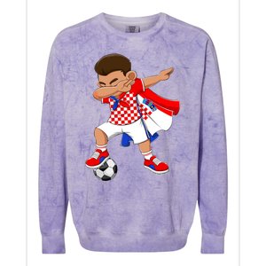 Dabbing Soccer Boy Croatia Football Flag Colorblast Crewneck Sweatshirt