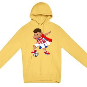 Dabbing Soccer Boy Croatia Football Flag Premium Pullover Hoodie