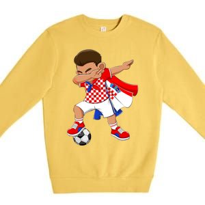 Dabbing Soccer Boy Croatia Football Flag Premium Crewneck Sweatshirt