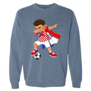 Dabbing Soccer Boy Croatia Football Flag Garment-Dyed Sweatshirt