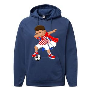 Dabbing Soccer Boy Croatia Football Flag Performance Fleece Hoodie