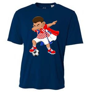 Dabbing Soccer Boy Croatia Football Flag Cooling Performance Crew T-Shirt