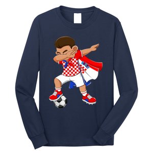 Dabbing Soccer Boy Croatia Football Flag Long Sleeve Shirt