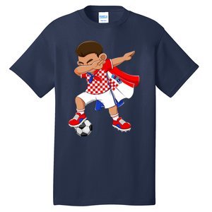 Dabbing Soccer Boy Croatia Football Flag Tall T-Shirt