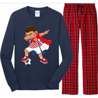 Dabbing Soccer Boy Croatia Football Flag Long Sleeve Pajama Set