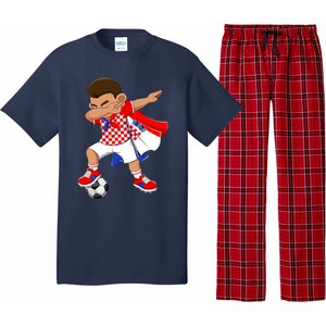 Dabbing Soccer Boy Croatia Football Flag Pajama Set