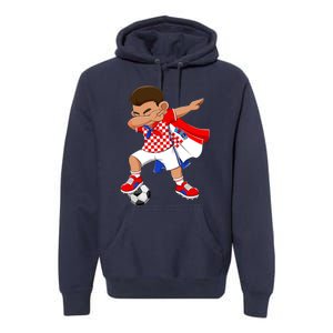 Dabbing Soccer Boy Croatia Football Flag Premium Hoodie