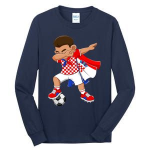 Dabbing Soccer Boy Croatia Football Flag Tall Long Sleeve T-Shirt