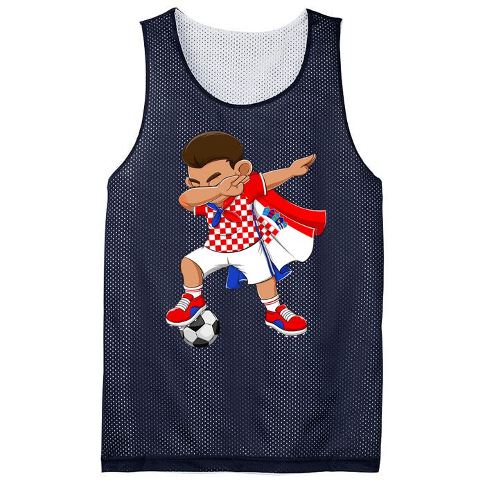 Dabbing Soccer Boy Croatia Football Flag Mesh Reversible Basketball Jersey Tank