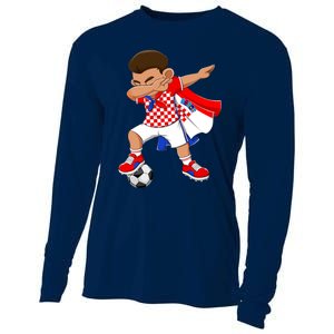 Dabbing Soccer Boy Croatia Football Flag Cooling Performance Long Sleeve Crew