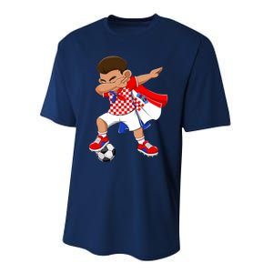 Dabbing Soccer Boy Croatia Football Flag Performance Sprint T-Shirt