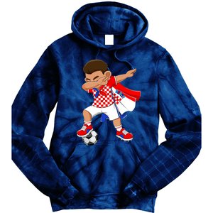 Dabbing Soccer Boy Croatia Football Flag Tie Dye Hoodie