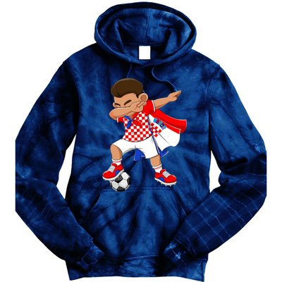 Dabbing Soccer Boy Croatia Football Flag Tie Dye Hoodie