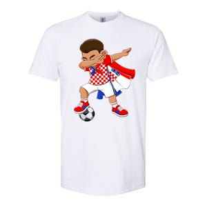 Dabbing Soccer Boy Croatia Football Flag Softstyle CVC T-Shirt