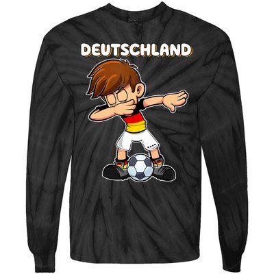 Dabbing Soccer Boy Germany Jersey Germany Fan Tie-Dye Long Sleeve Shirt