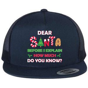 Dear Santa Before I Explain How Much Do You Know Christmas Flat Bill Trucker Hat