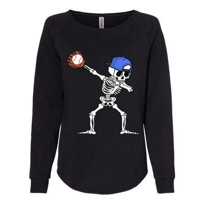 Dabbing Skeleton Baseball Halloween Player Catcher Pitcher Womens California Wash Sweatshirt